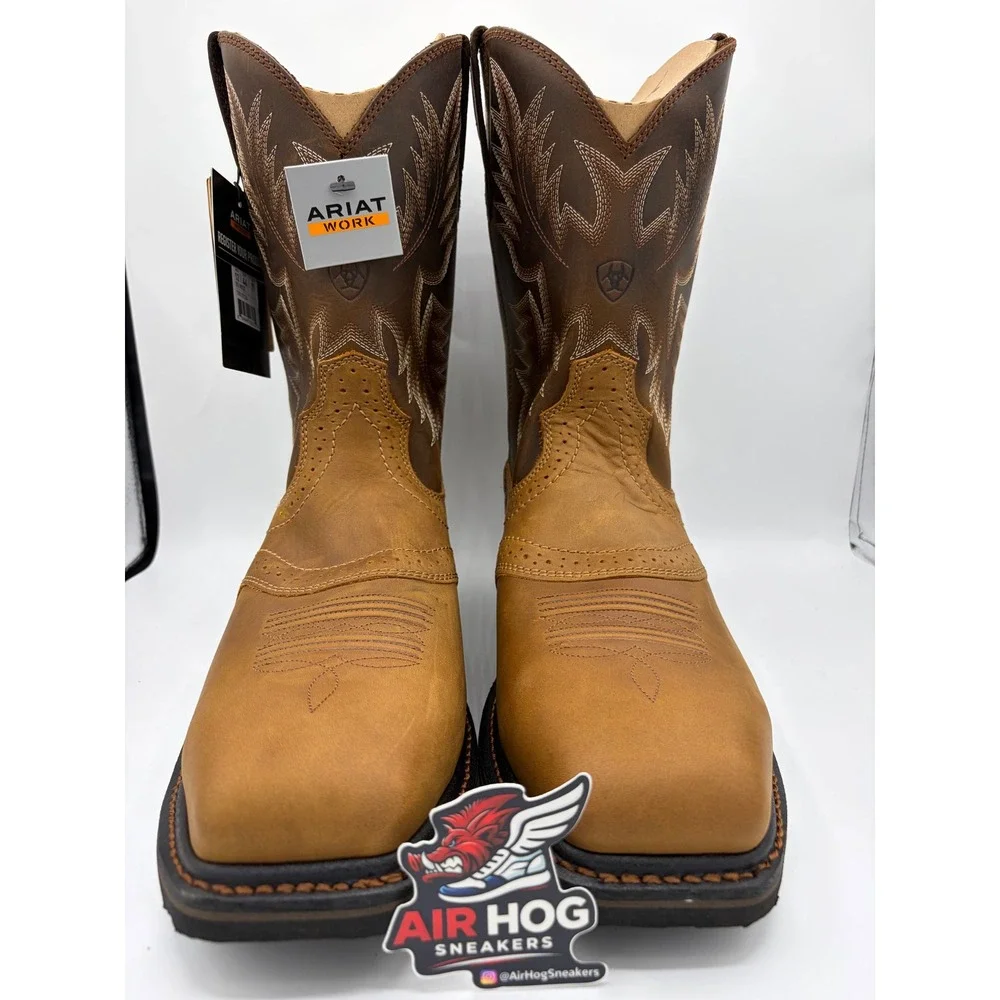 Ariat Sierra Steel Toe Work Boots Aged Bark Square Toe 10010134 Men 11.5 EE wide